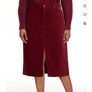 Wine Punch Corduroy Midi Skirt with front slit